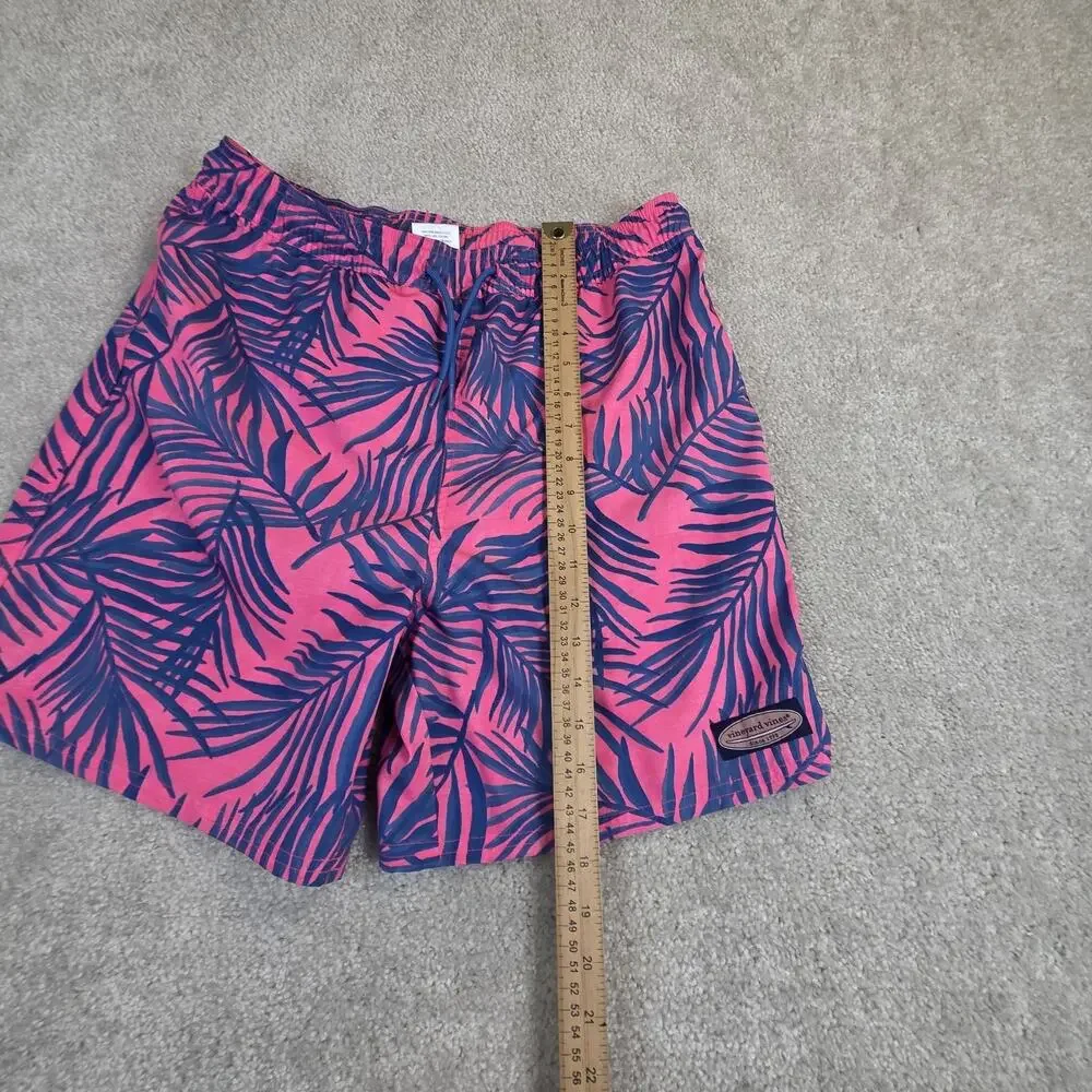 Vineyard Vines Mens Swim Trunks XL Pink Blue Tropical Mesh Lined 6 Inch Inseam